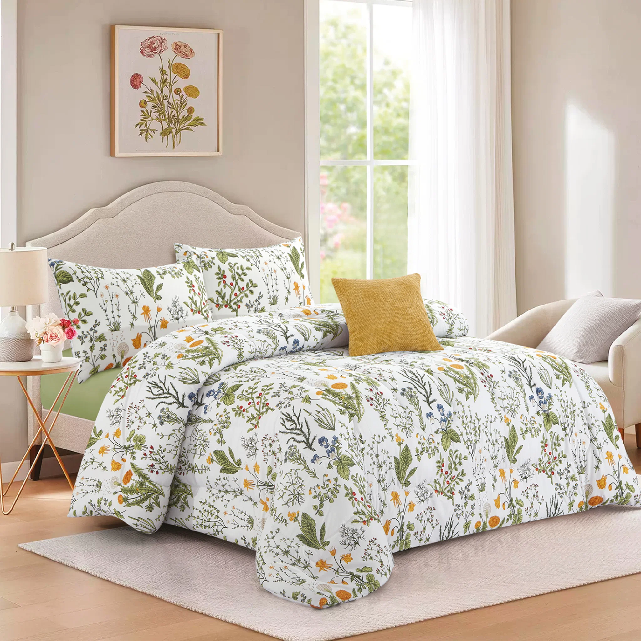Elegant RANIA – Botanical Garden Comforter Set Functional