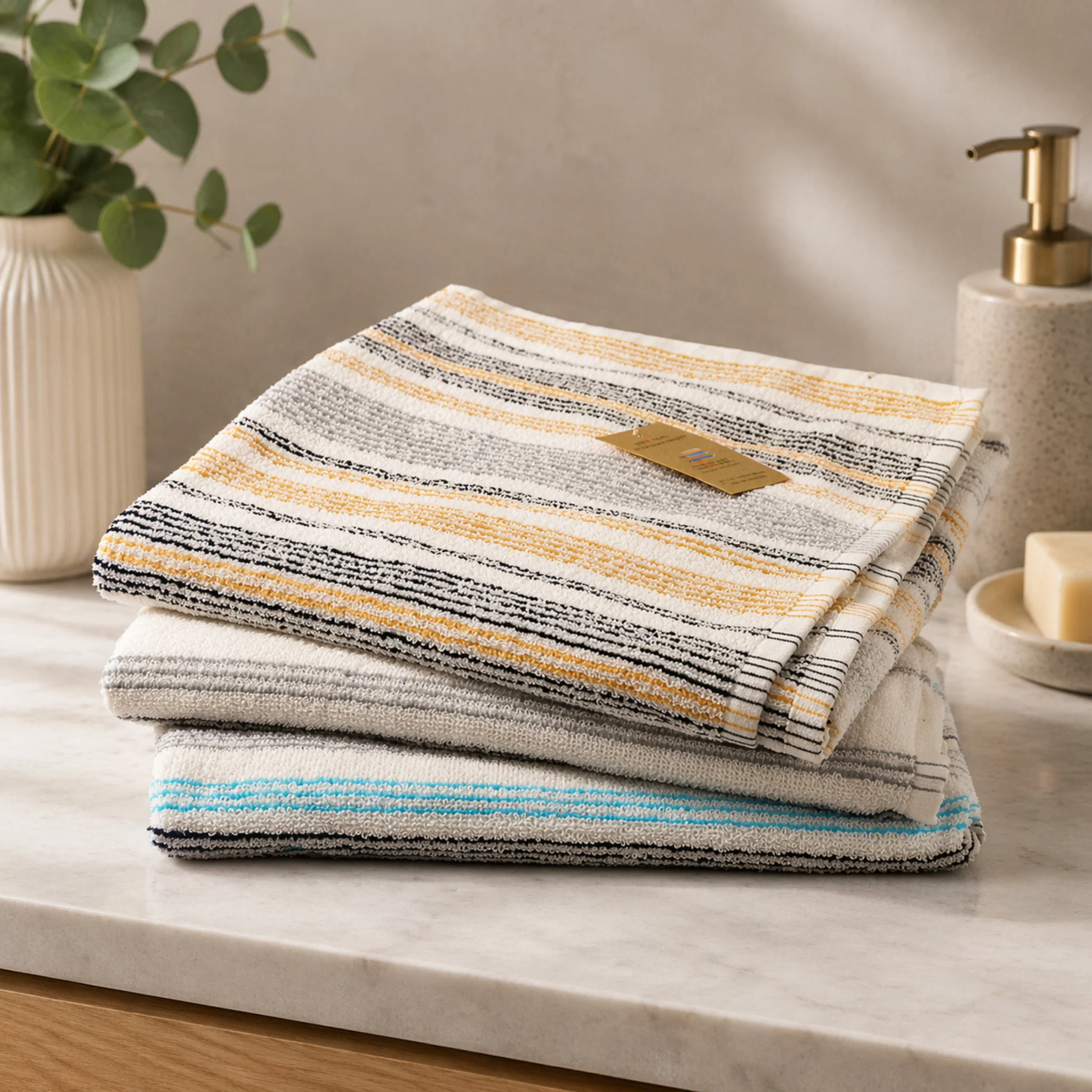 Smart Striped Cotton Towels Flexible