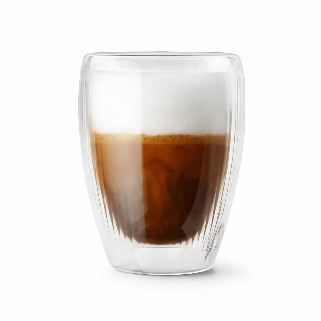 Refined NUVO Set of 2 Double-Walled Ribbed Macchiato Cups Genuine