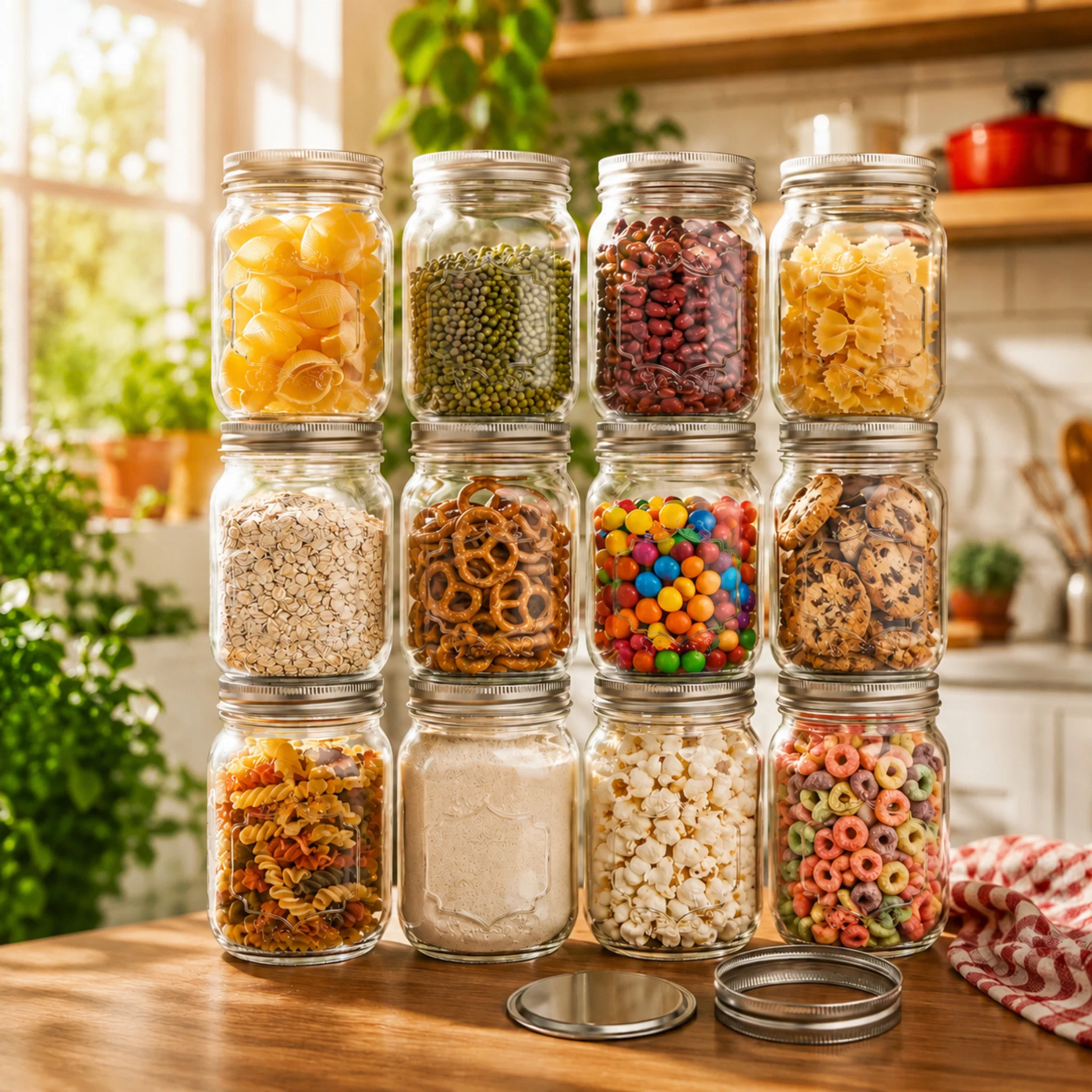 Casual Mason Jar Set with 2-Piece Lids – 500 ml – Set of 12 Contemporary