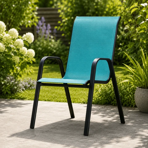 Next-Generation Steel Textilene Stacking Patio Chair – Outdoor Dining Chair Elegant