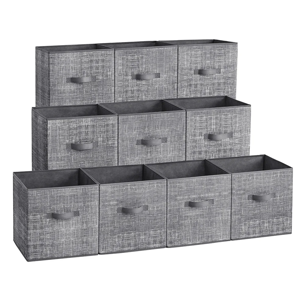 Authentic SONGMICS SONGMICS Storage Cubes Non-Woven Fabric Bins with Double Handles Set of 10 Closet Organizers for Shelves Foldable for Clothes Optimized