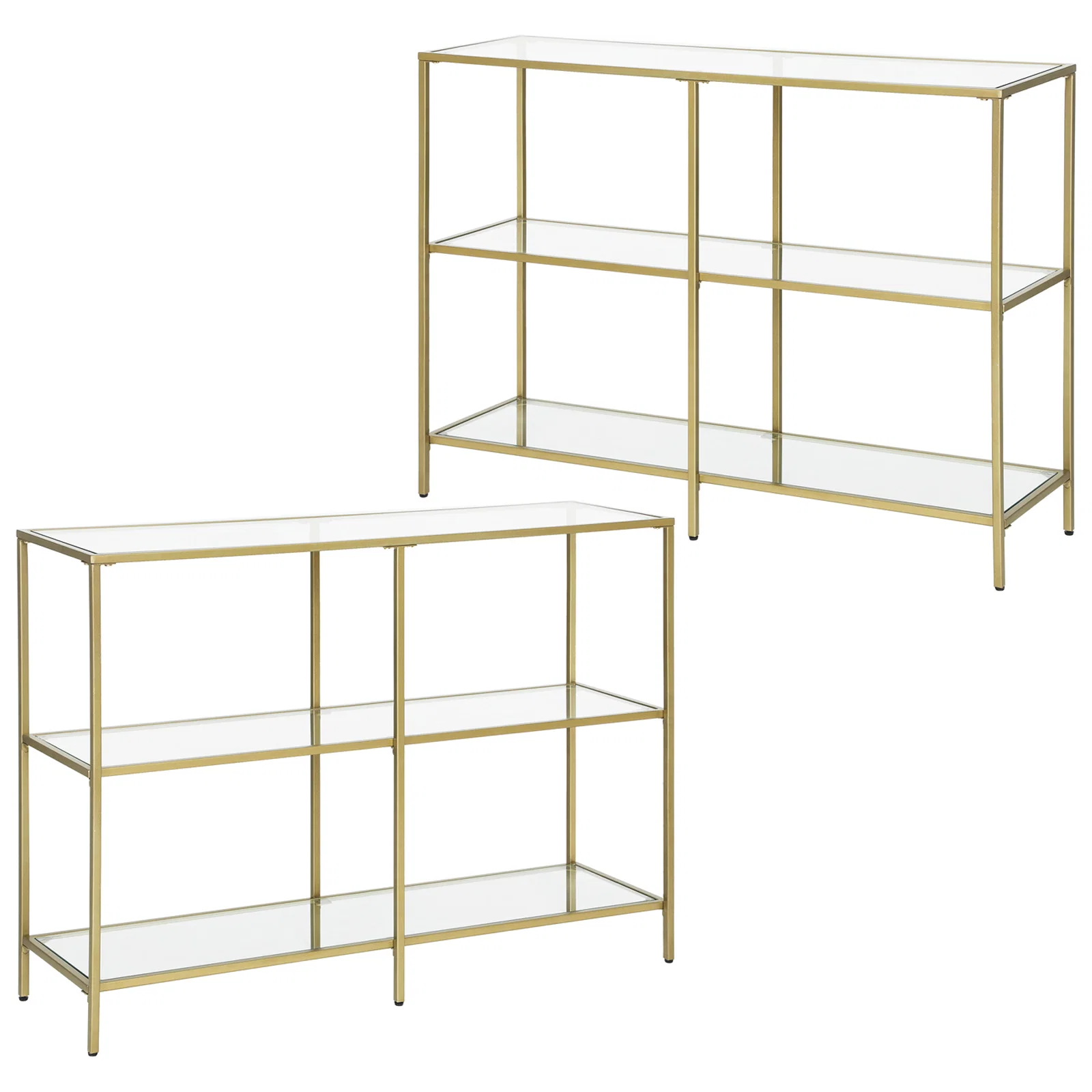 Powerful VASAGLE VASAGLE Set of 2 Entryway Tables 3-Tier Console Tables Tempered Glass Sofa Tables 11.8 x 39.4 x 28.7 Inches High-Grade