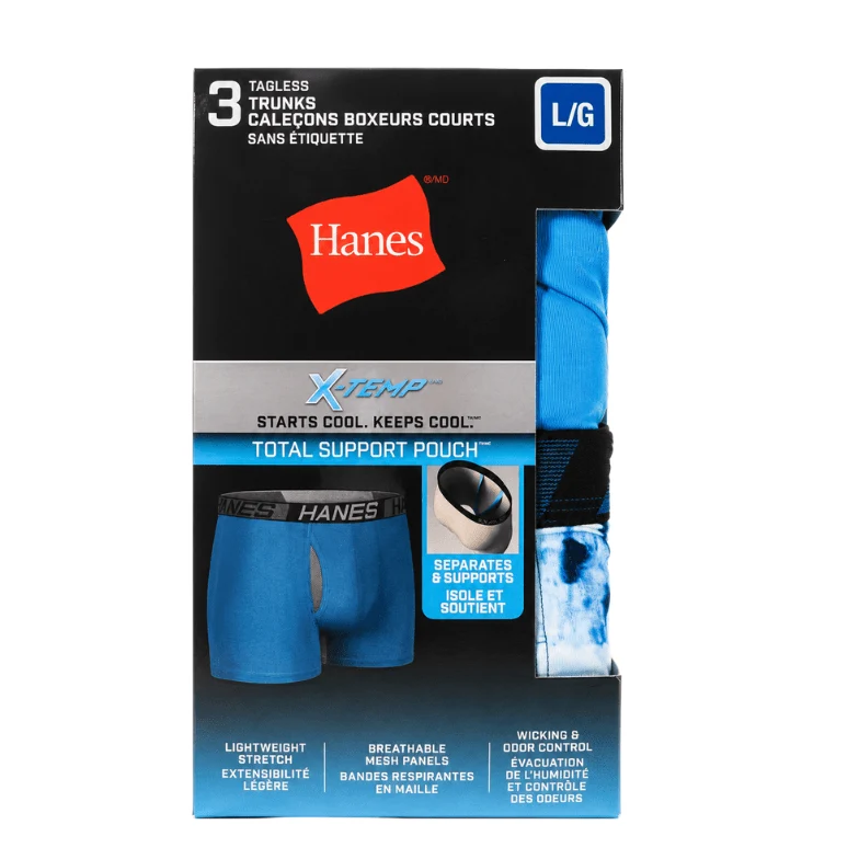 Lightweight Hanes X-Temp™ Total Support Pouch Tagless Trunks – 3-Pack Easy-to-Use