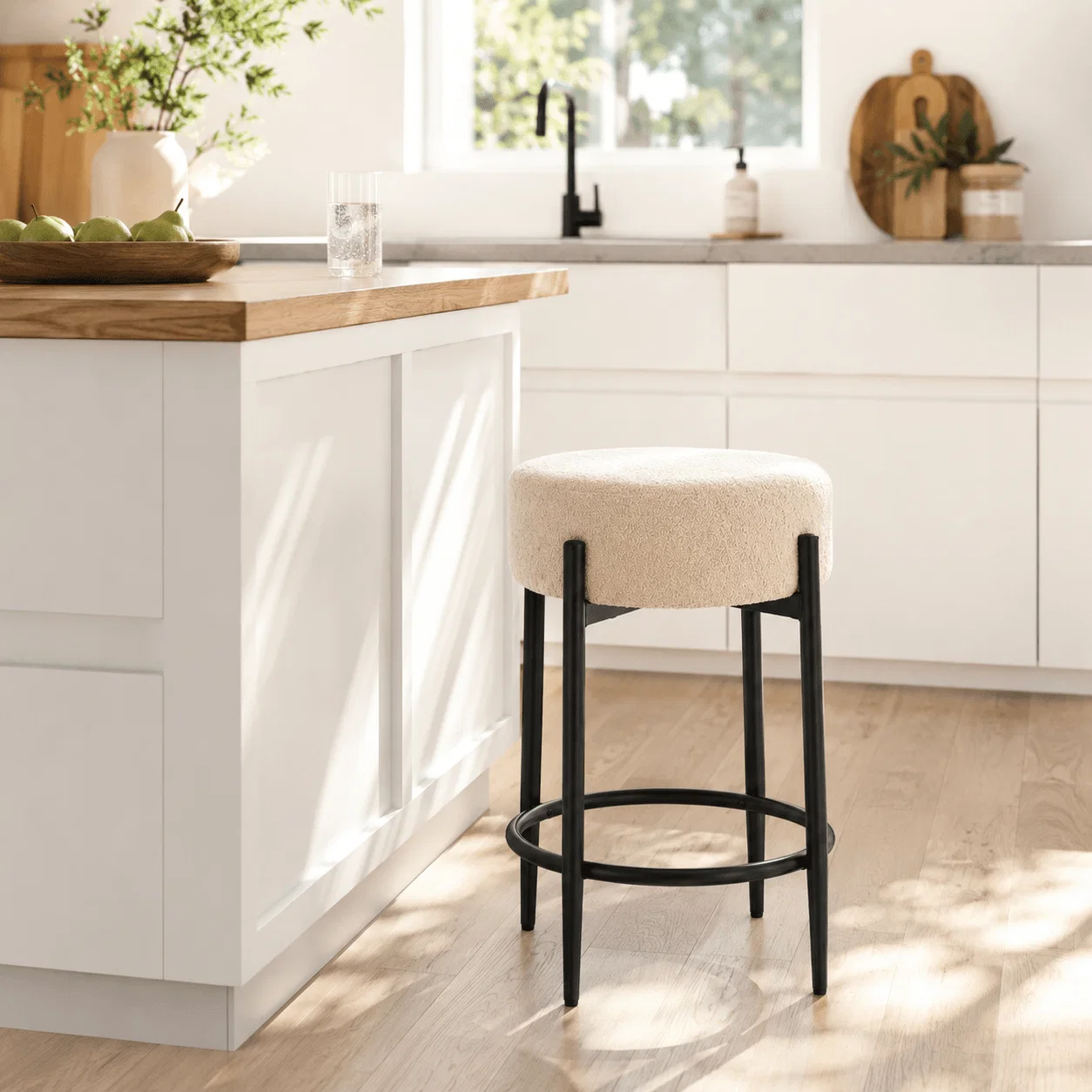 Effective Baza Fabric Stool – Upholstered Counter Stool with Metal Frame Prestigious