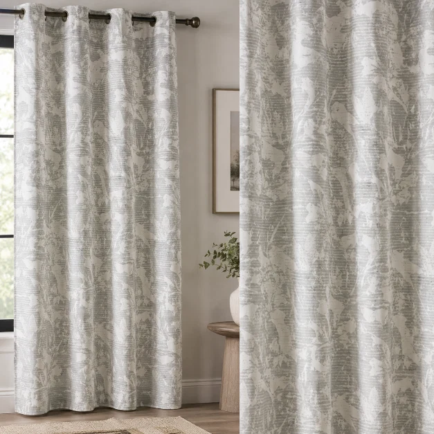 Selected 2-Pack Grey Botanical Blackout Curtain Panels – 52 x 84 Original Design