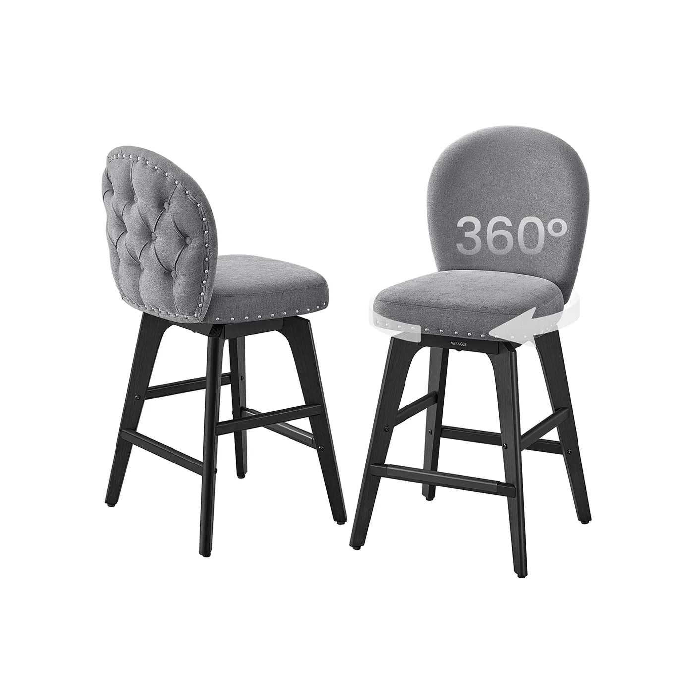 Powerful VASAGLE Bar Stools Set of 2 with Chenille Fabric Breathable