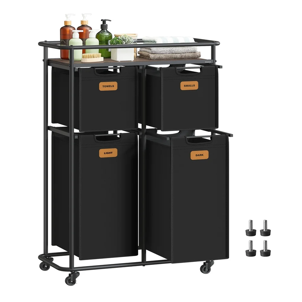 Classic VASAGLE Portable Laundry Cart with Shelf High-Grade