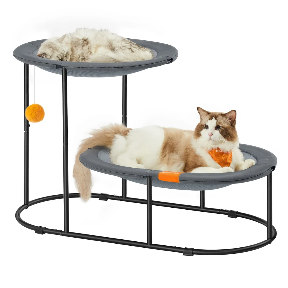 Versatile Feandrea 2-Tier d Cat Bed for Multi-Cat Households Natural