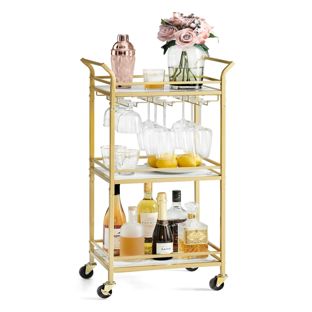 Minimalist VASAGLE Small Bar Cart with 3-Tier Shelf Luxury