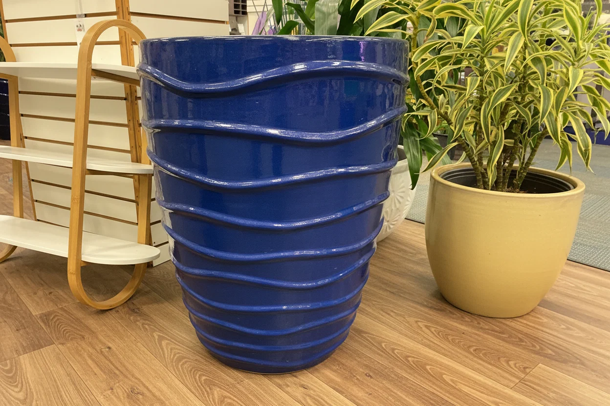 Clean TALL WAVE PLANTER 26.4 quot LT BLUE Organic