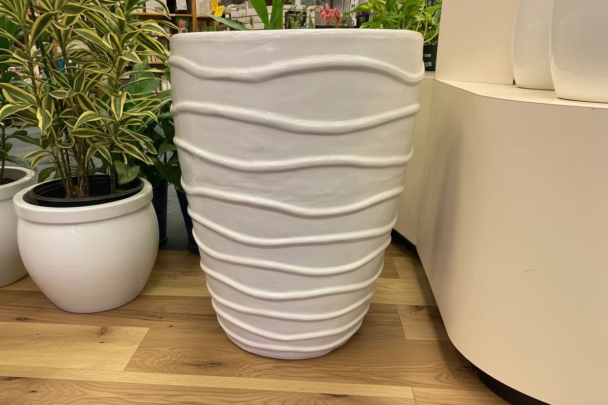 Dependable TALL WAVE PLANTER 26.4 quot WHITE World-Class