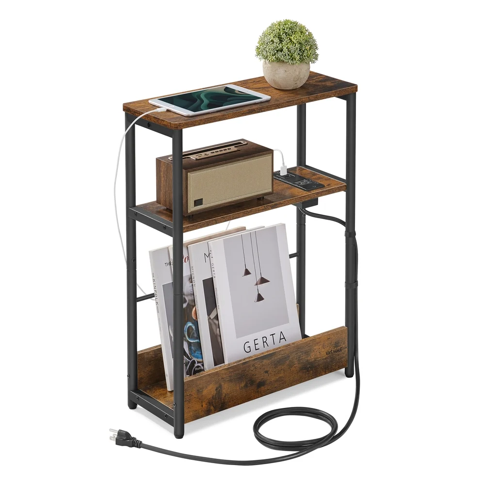 Functional VASAGLE Narrow Side Table with Charging Station Expertly Made