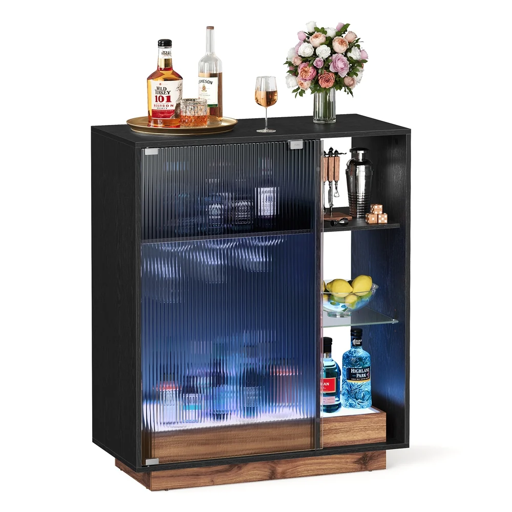 Genuine VASAGLE Wine Bar Cabinet with Lights Environmentally Friendly