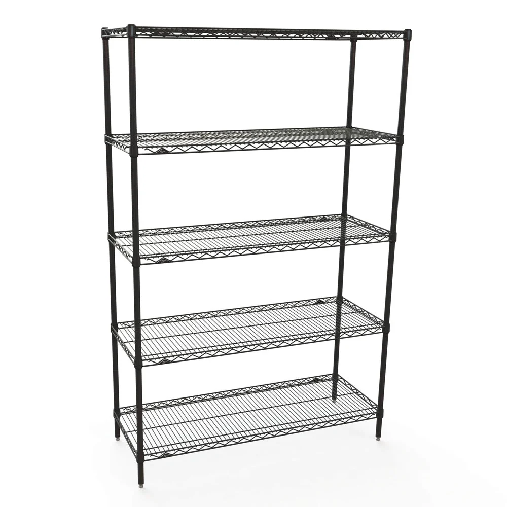 Classic 18 quot d x 24 quot w Metro Super Erecta 5-Shelf Wire Kits – Black Elegant