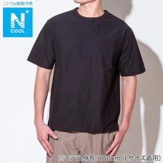 Powerful MENS COOL CUT GEORGETTE RELAX TSHIRT NE BK L Convenient