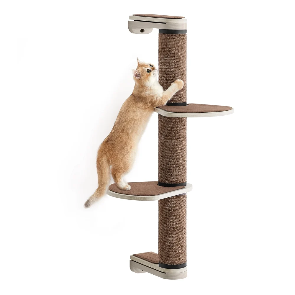Optimized Clickat Wall-Mounted Cat Scratching Post with 2 Perches Smart