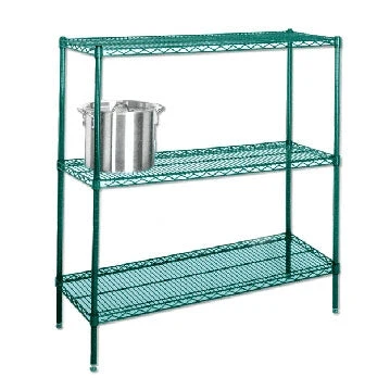 Eco-Friendly 18 quot d Green Epoxy Wire Shelving with 3 Shelves Reusable
