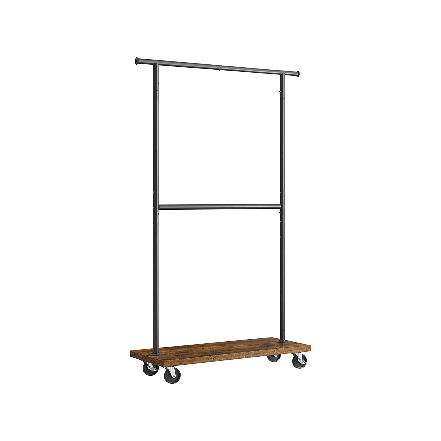 Artisan VASAGLE Double Rod Industrial Rolling Garment Rack Natural