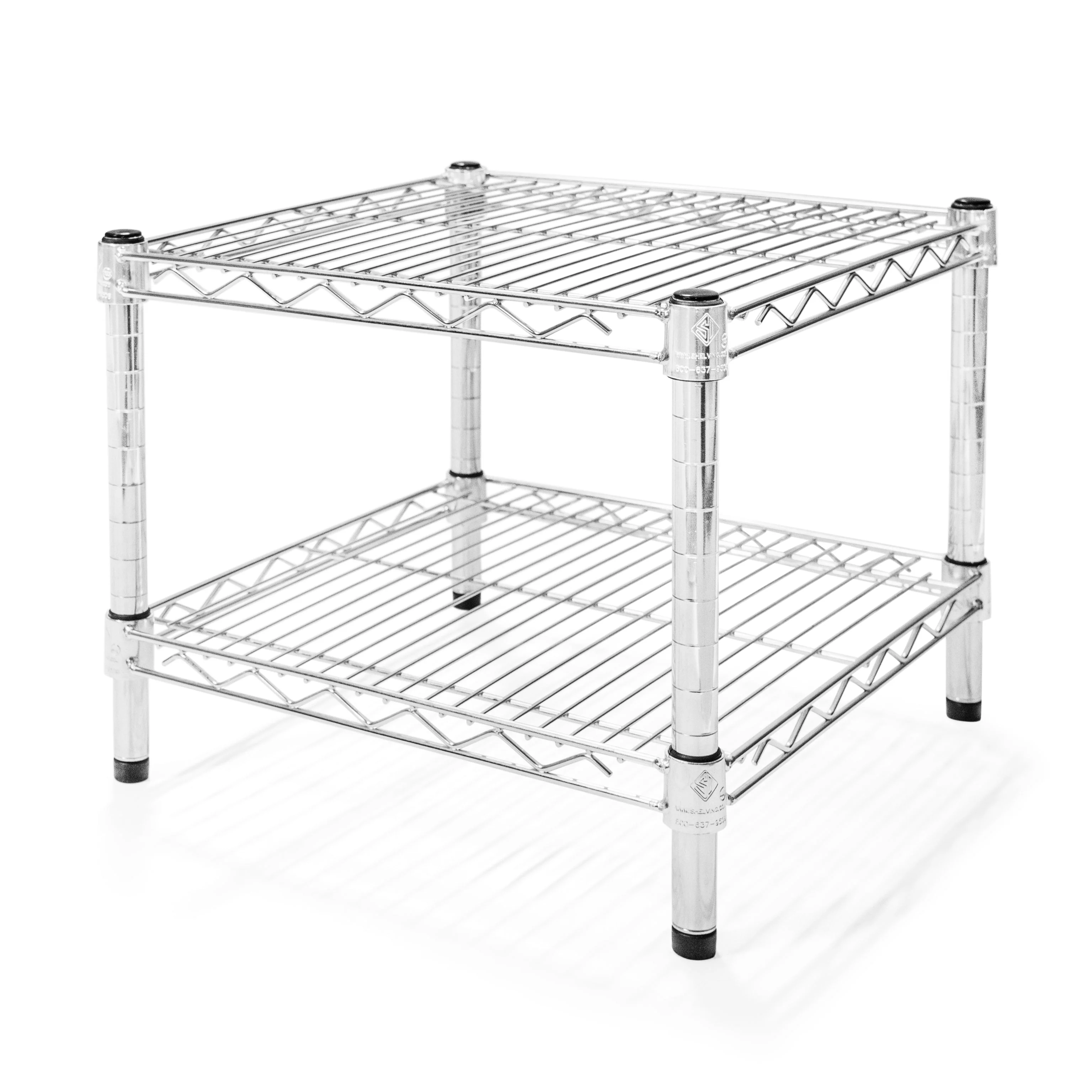Professional 24 quot d x 14 quot h Chrome Wire Shelving w 2 Shelves Natural
