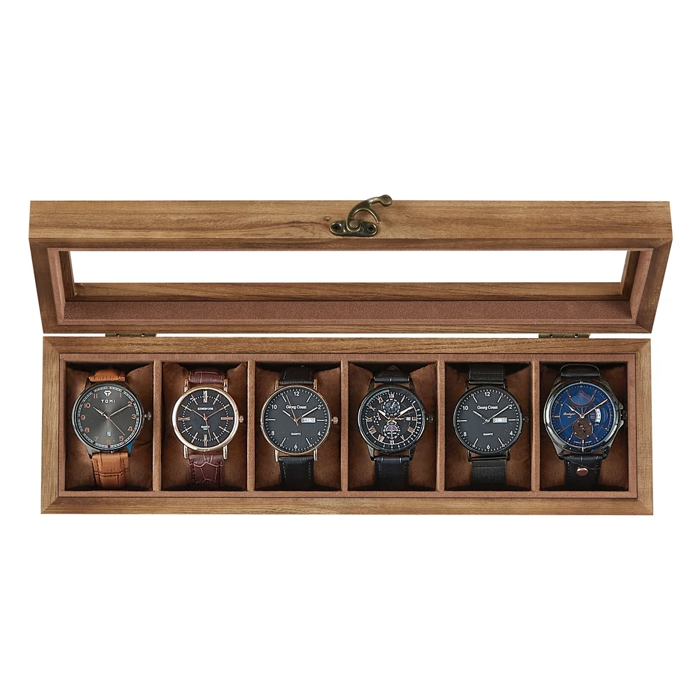 Powerful SONGMICS Wood Watch Box with Glass Lid Soft