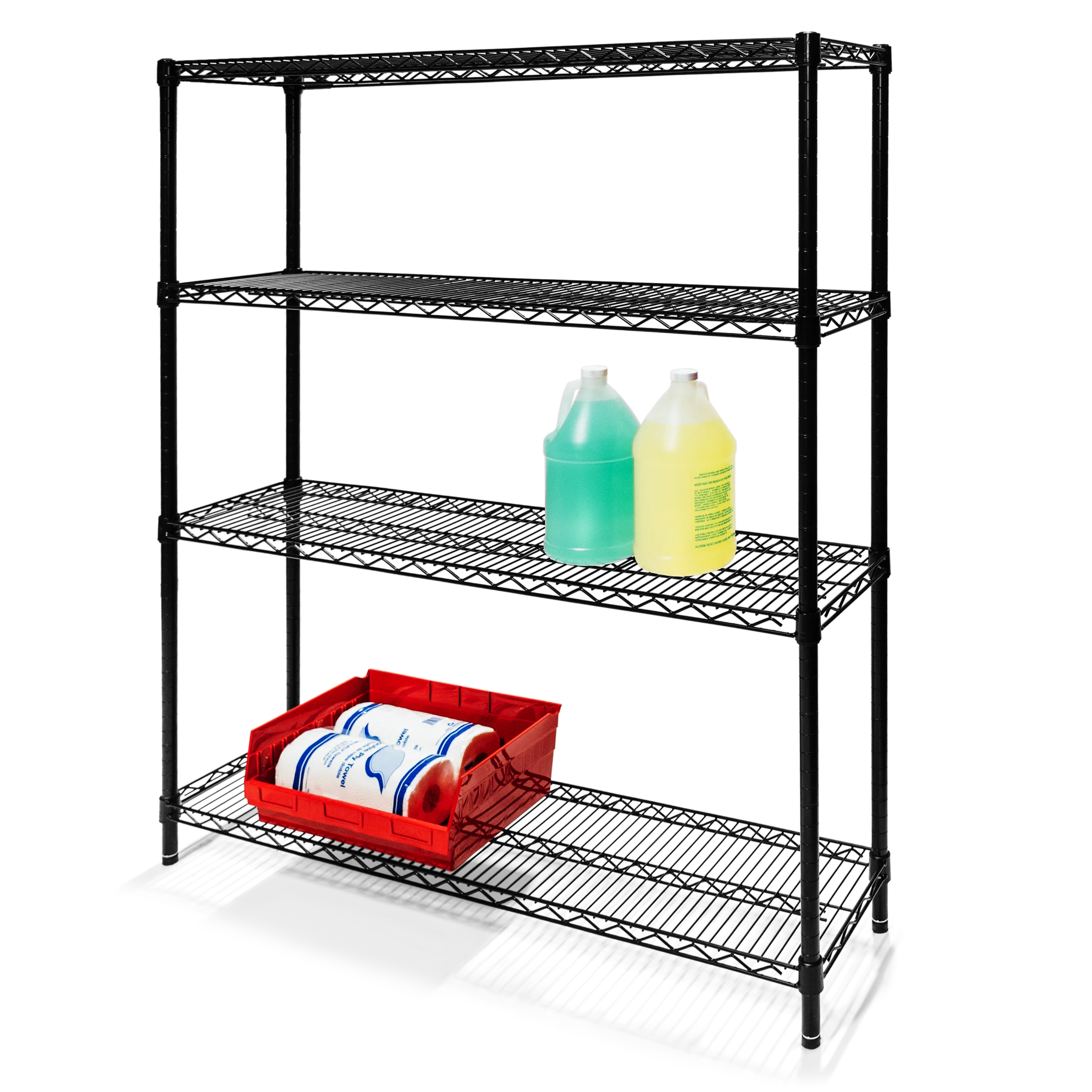 Sustainable 12 quot d x 54 quot h Black Wire Shelving w 4 Shelves Dependable