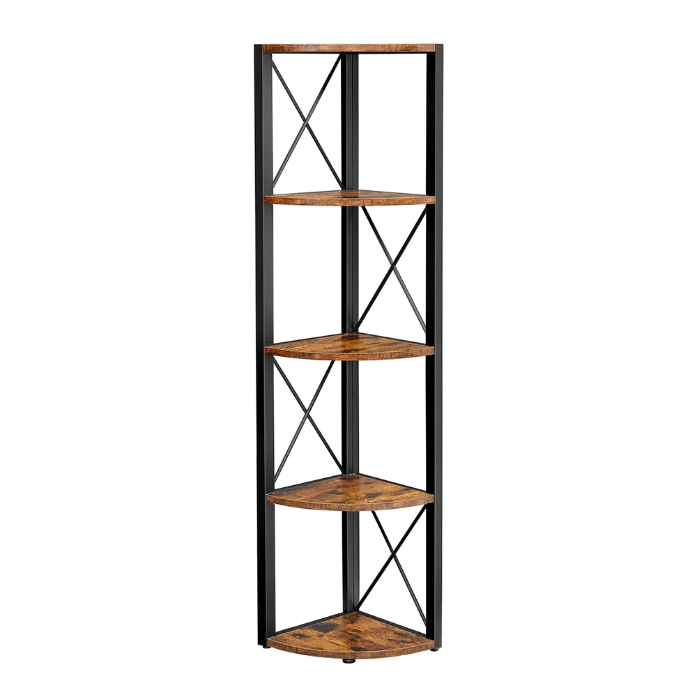 Minimalist VASAGLE 5 Tier Corner Shelf Detailed