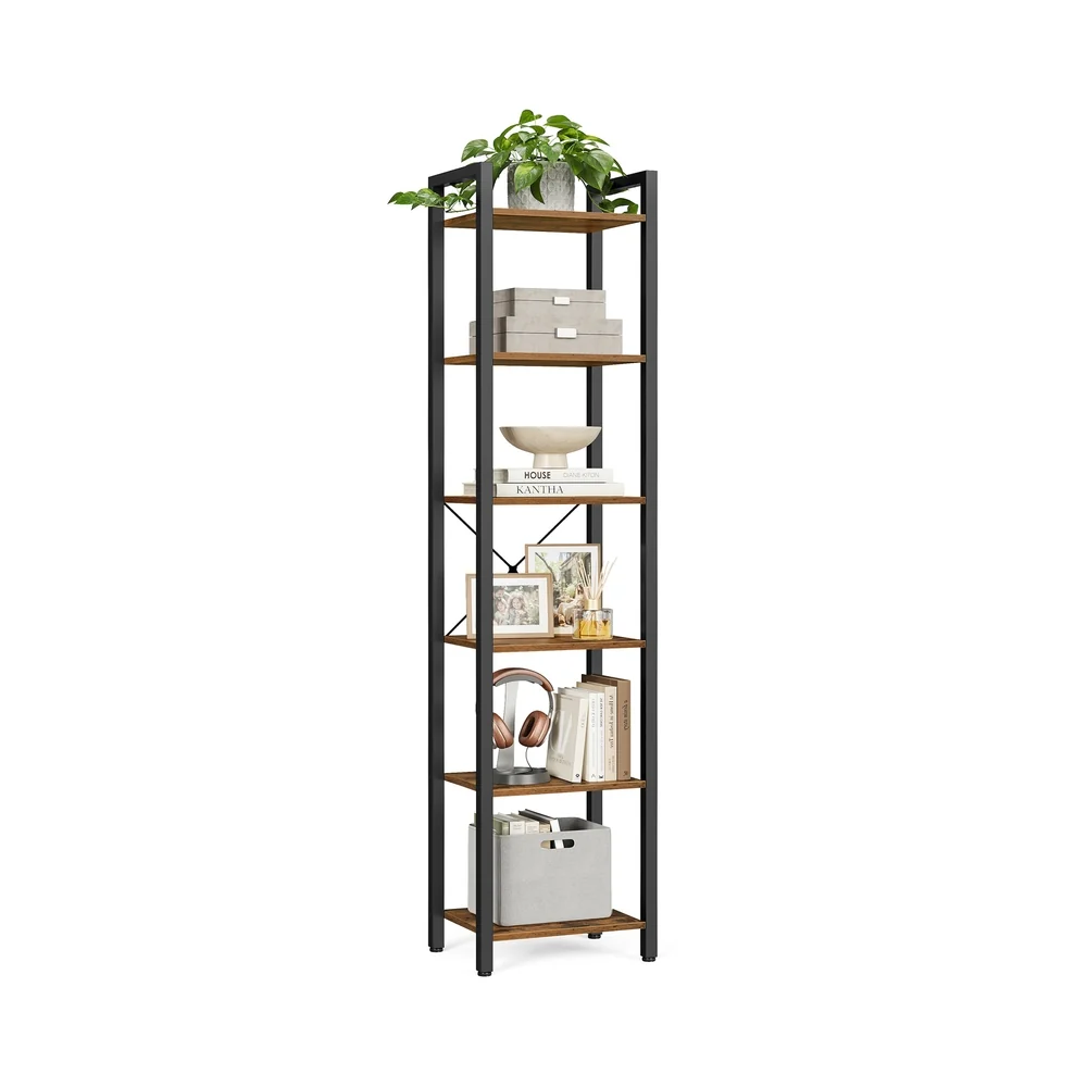 Natural VASAGLE Narrow Bookcase with Steel Frame Selected