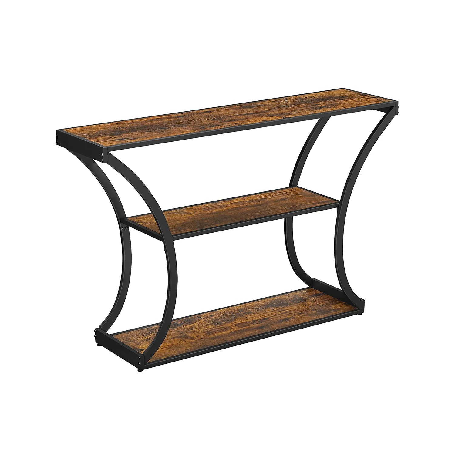 Clean VASAGLE Industrial Brown 3-Tier Console Table with Curved Legs Official