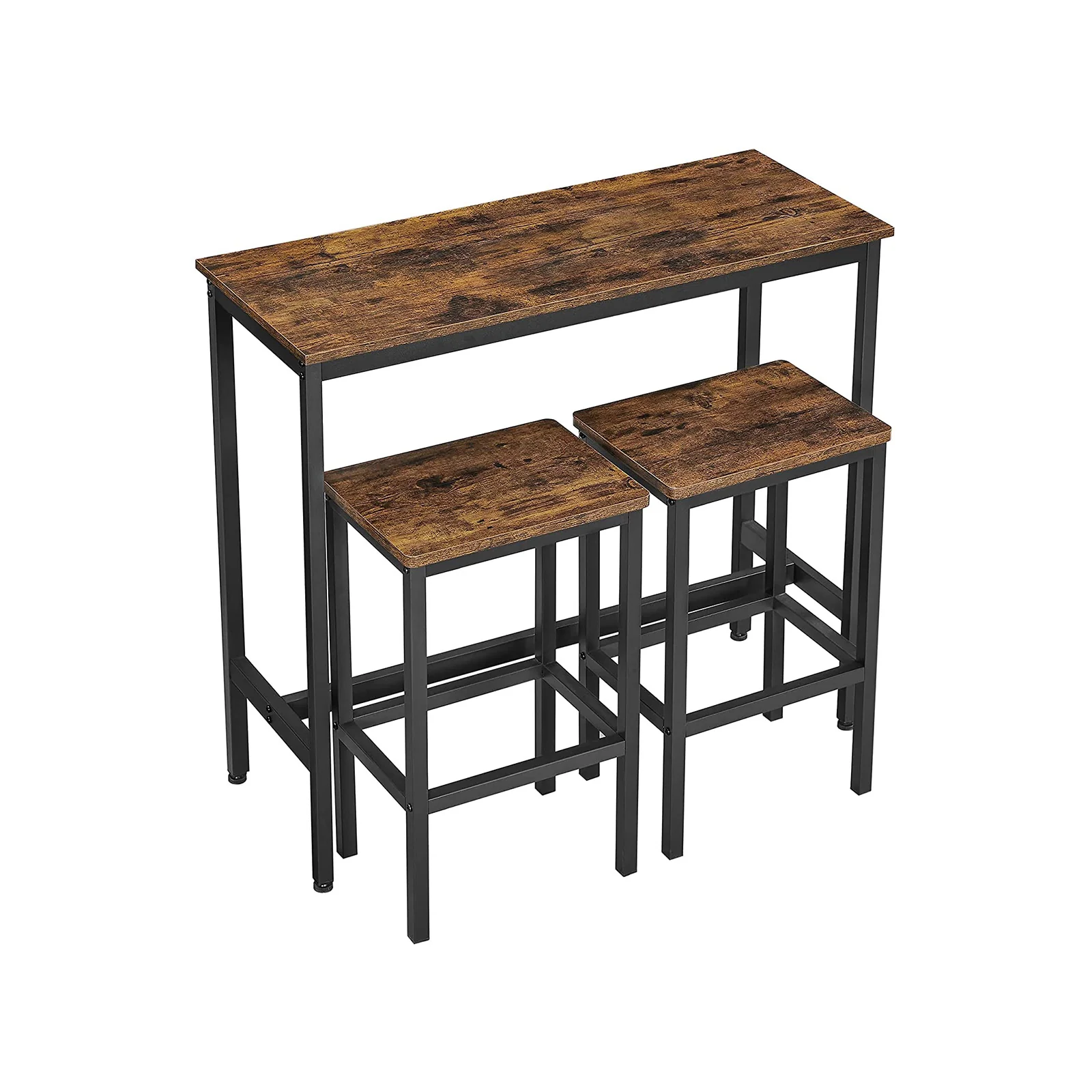 Healthy VASAGLE Industrial Brown Bar Table with 2 Stools Powerful