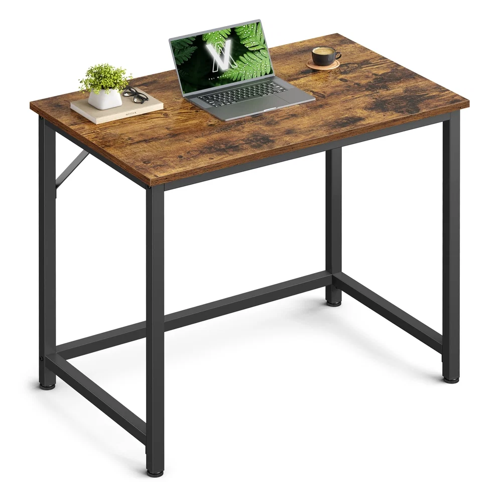 Dependable VASAGLE Industrial Brown Slim Computer Desk for Small Space Clean