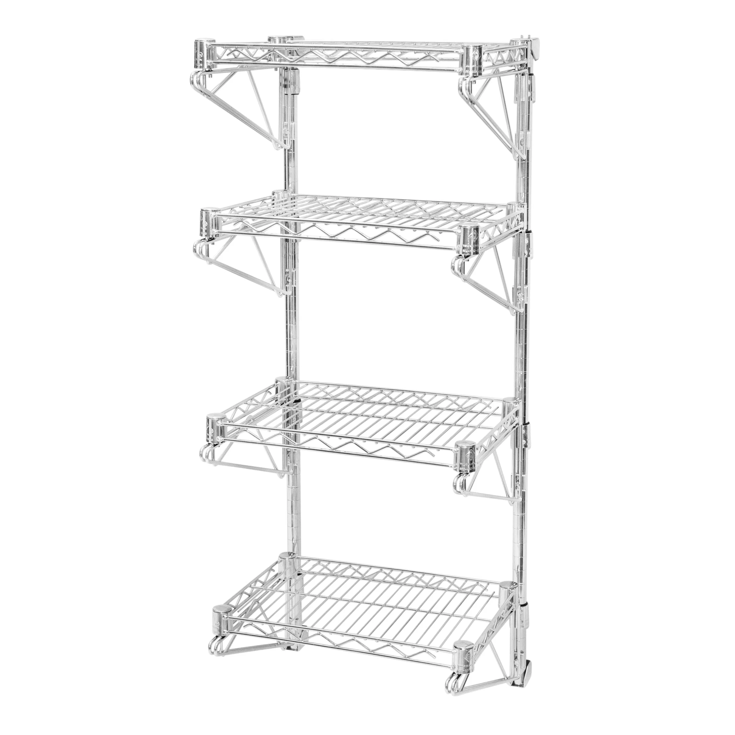 Verified 18 quot d Wall-Mounted Wire Shelving w 4 Shelves Exceptional