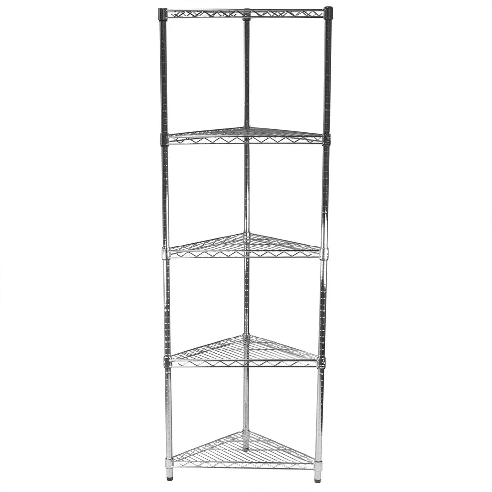 Lightweight 24 quot d Chrome Wire Triangle Corner Unit w 5 Shelves Authentic