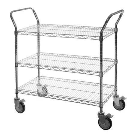 Functional 18 quot d 3-Shelf Chrome Wire Utility Carts Sophisticated