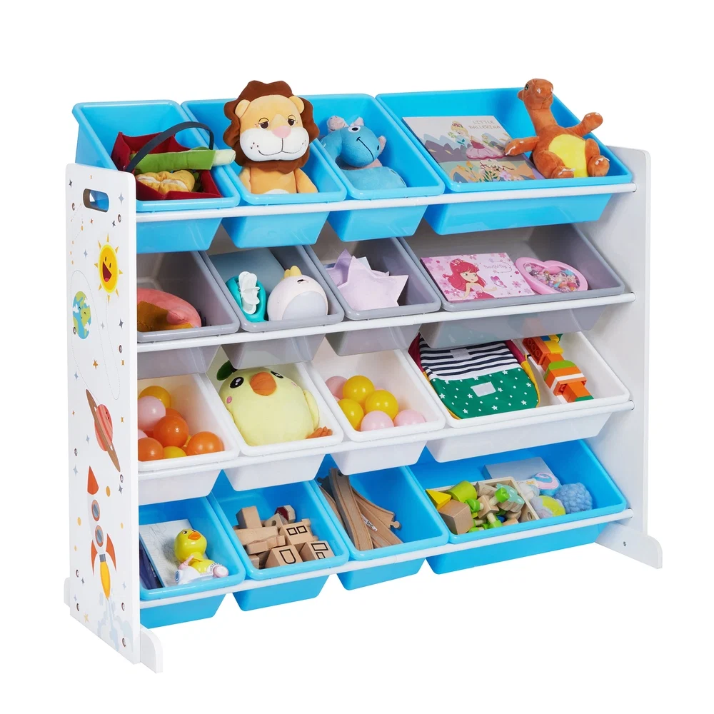 Green SONGMICS Kid’s Large Toy Storage Unit with 16 Removable Bins Fine