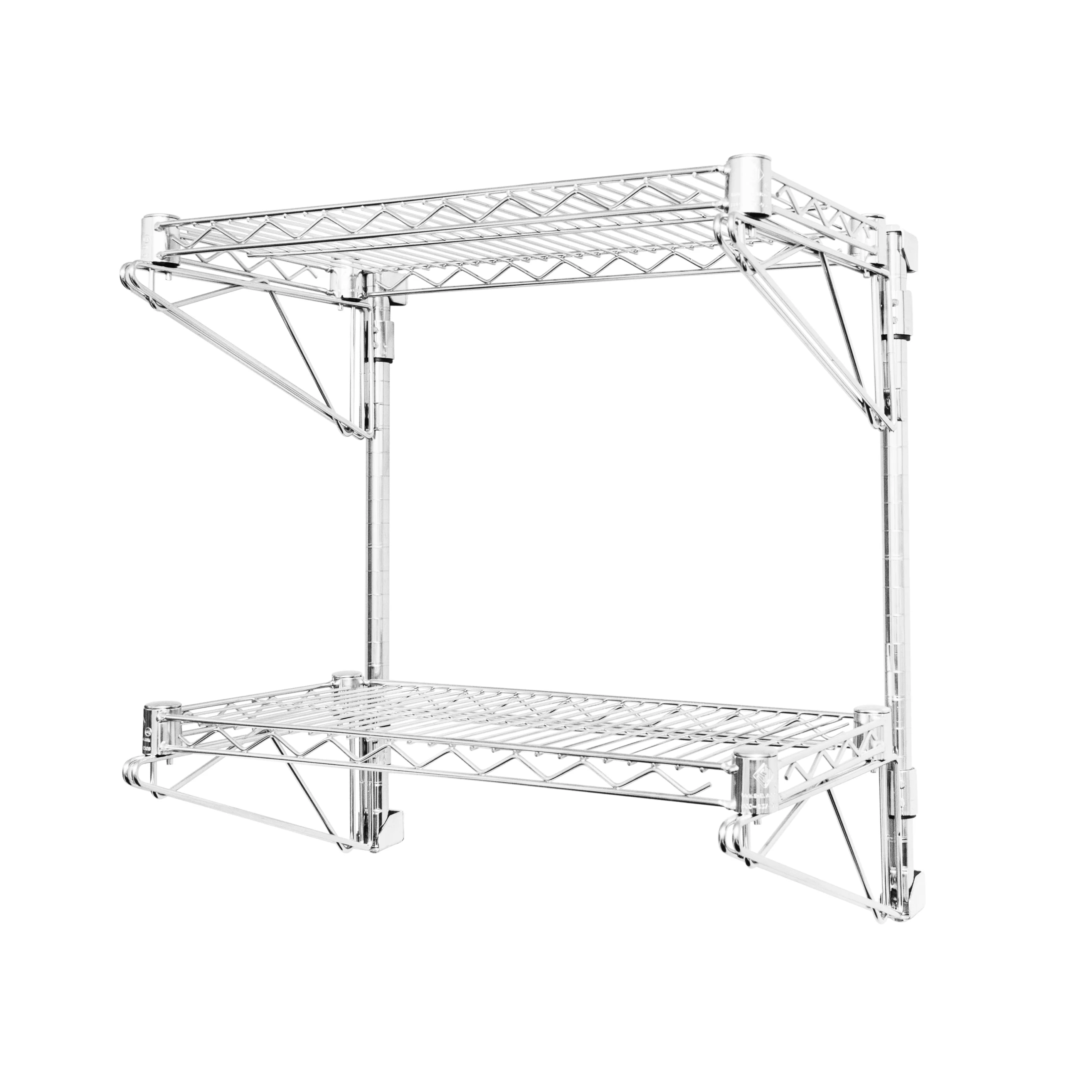 Soft 14 quot d Wall-Mounted Wire Shelving w 2 Shelves Optimized
