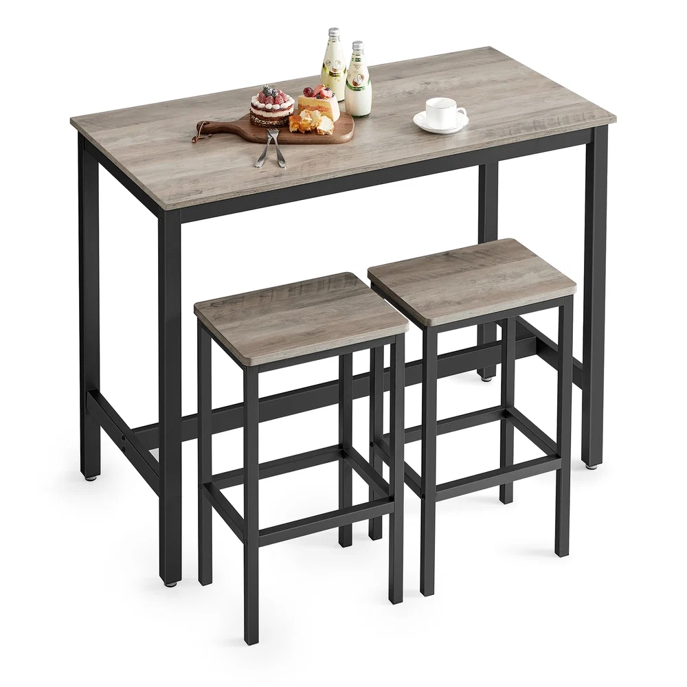 Versatile VASAGLE Bar Table with 2 Bar Stools Reusable