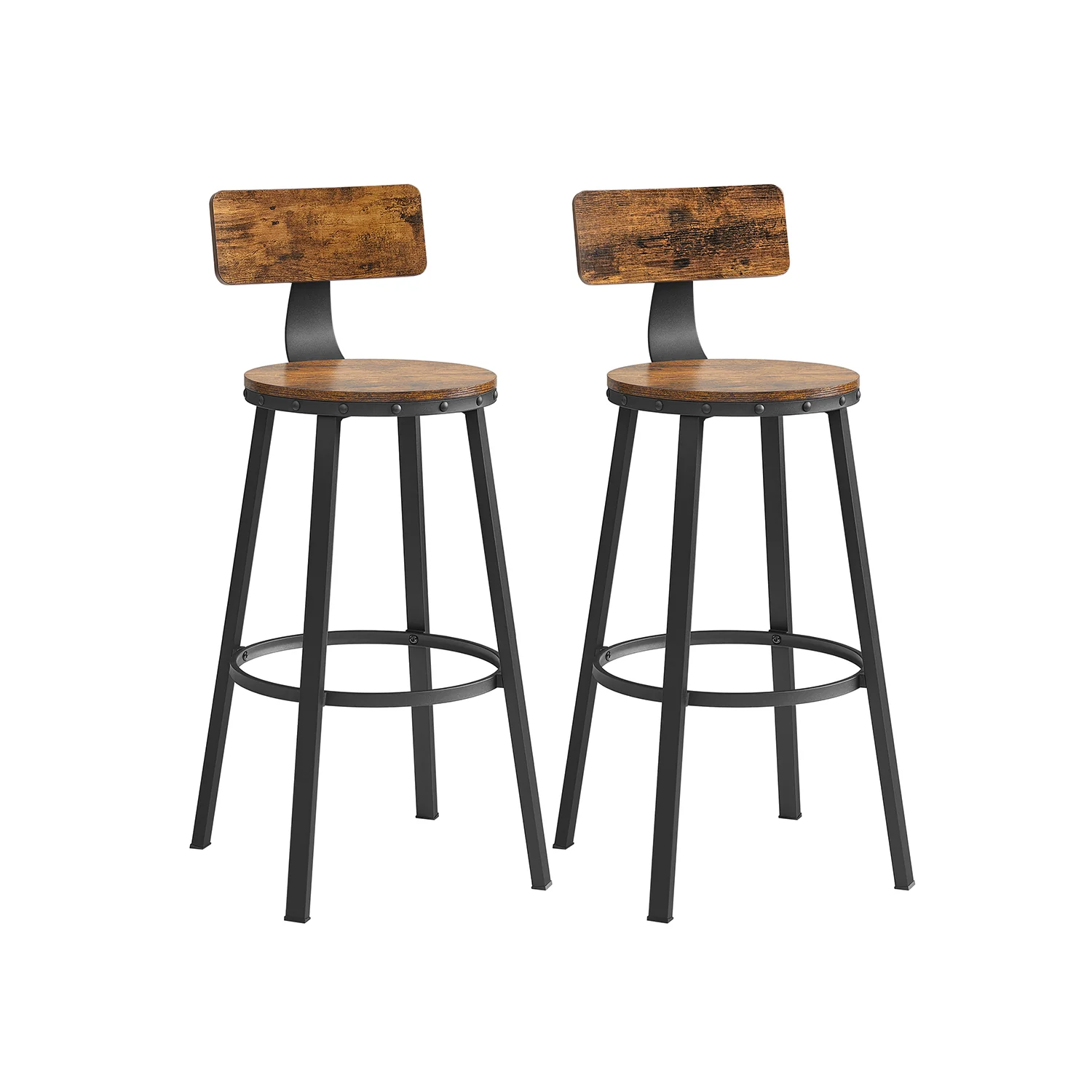 Elite VASAGLE Bar Height Barstools with Back Solid