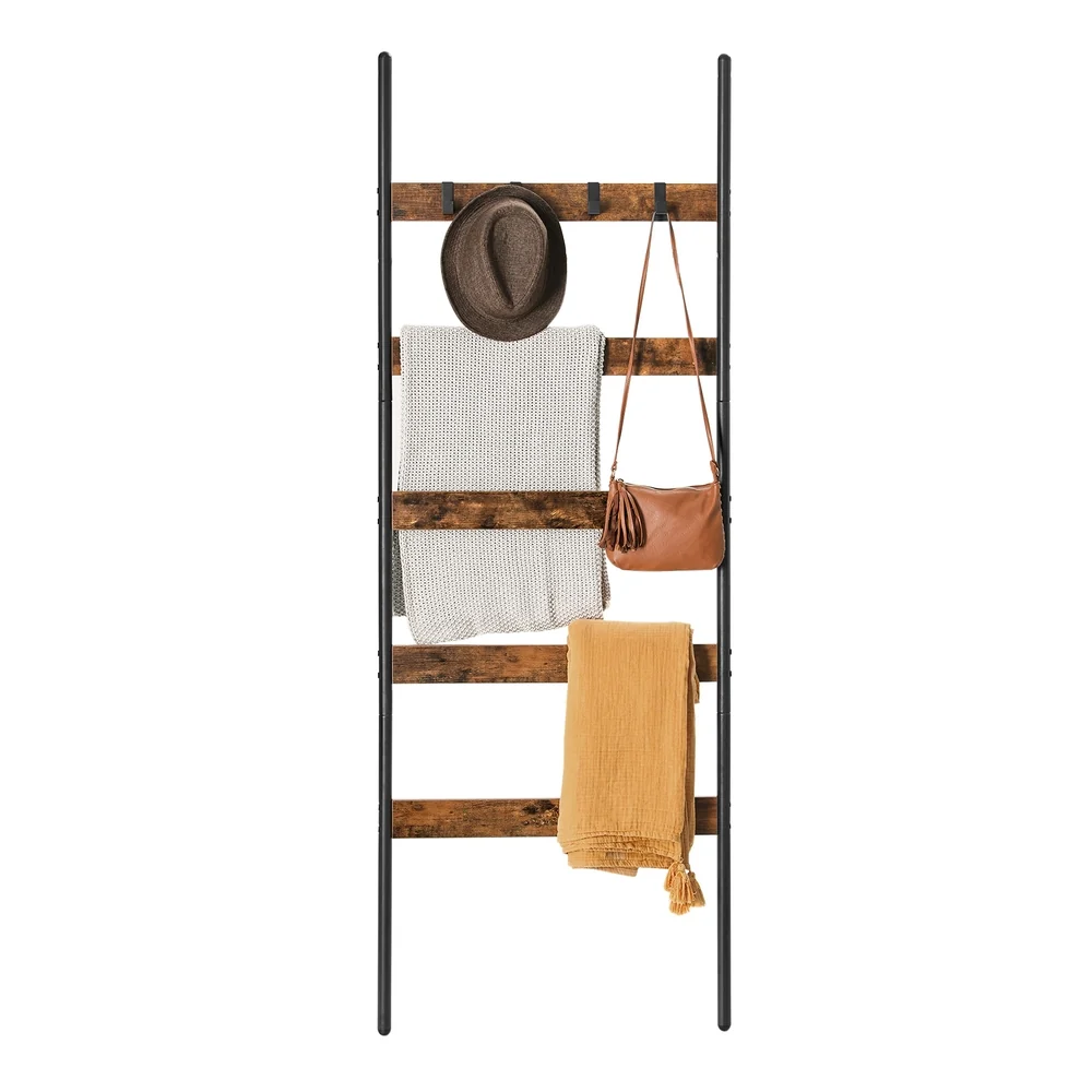 Elite VASAGLE 5-Tier Blanket Ladder Shelf with 4 Hooks Trusted