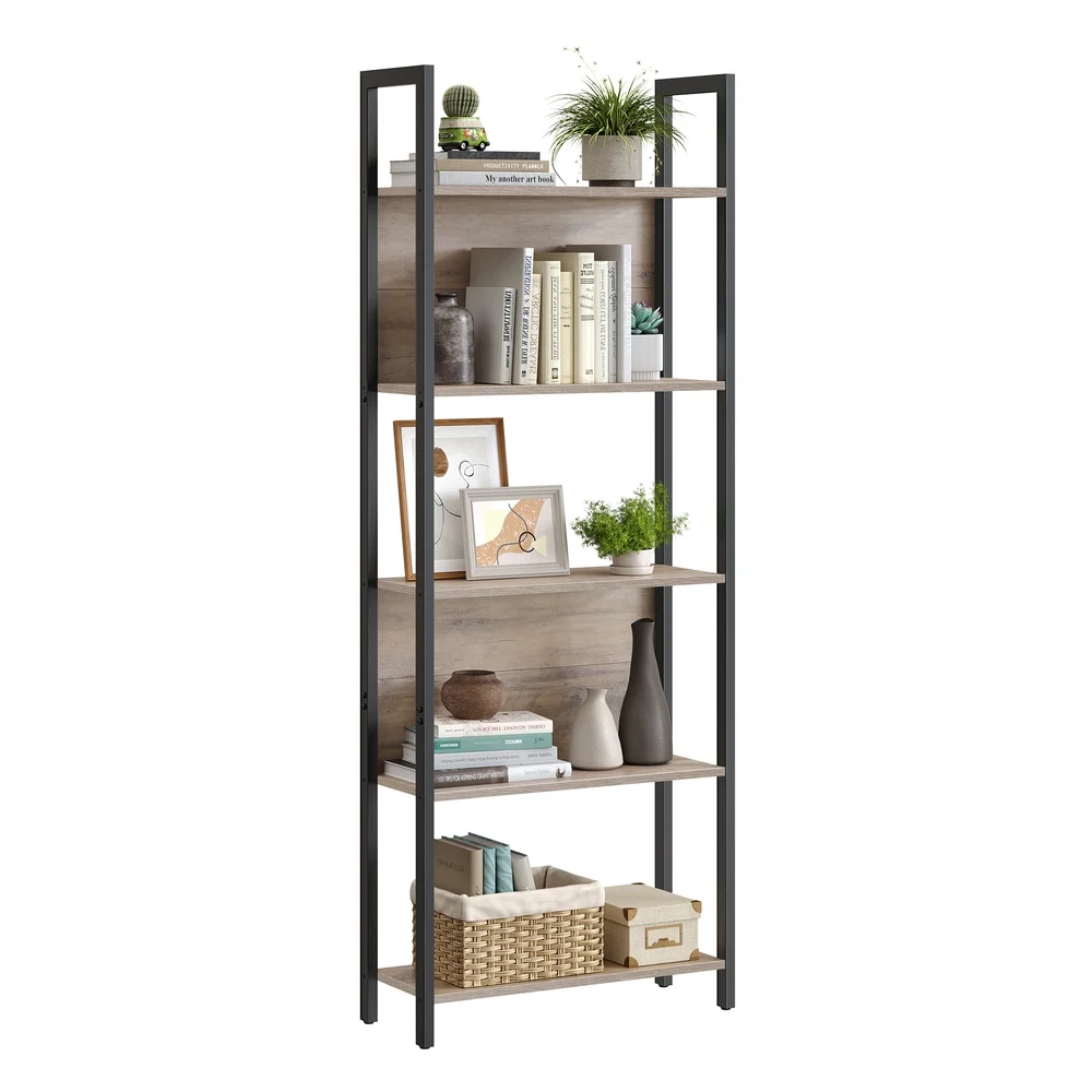 Professional VASAGLE Bookcase with 5 Shelves Industrial Style Verified