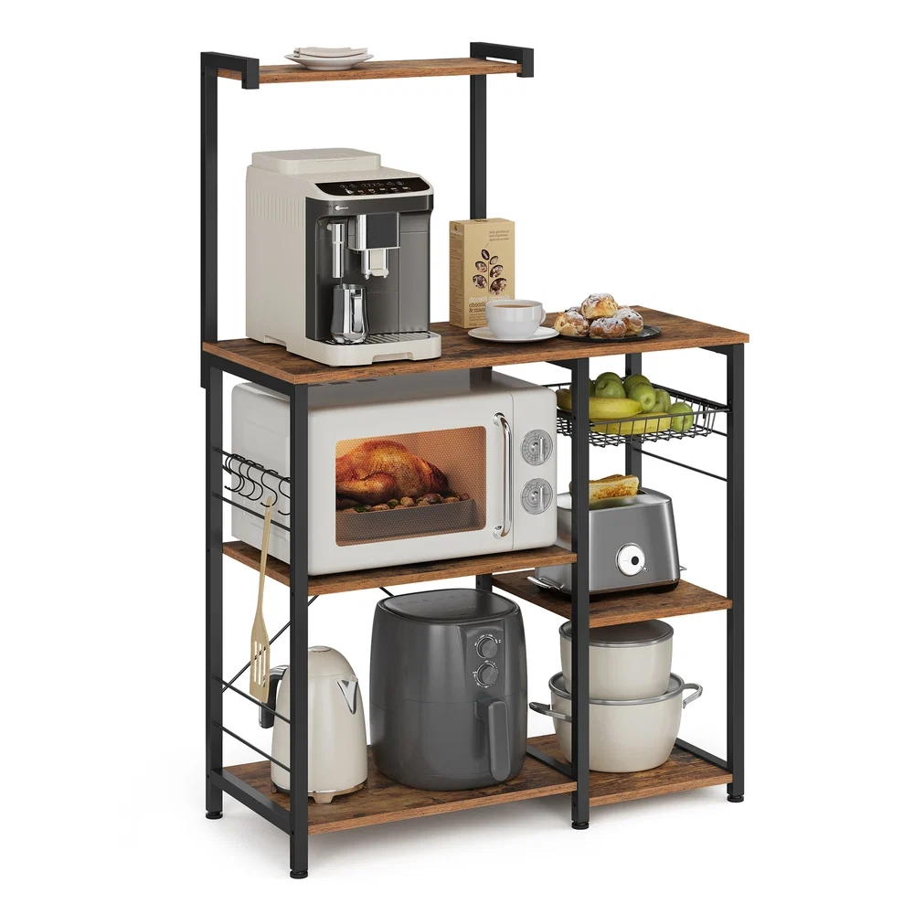 Enhanced VASAGLE Industrial Brown Baker s Rack with Shelves Trendy