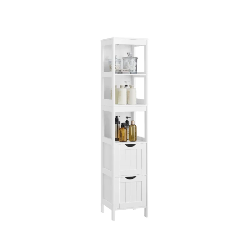 Soft VASAGLE Linen Tower with 2 Drawers for Bathroom Stylish