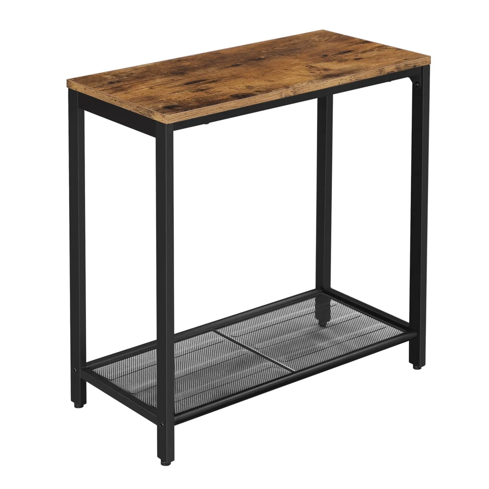Original Design VASAGLE Industrial Brown Side Table with Mesh Shelf Long-Lasting