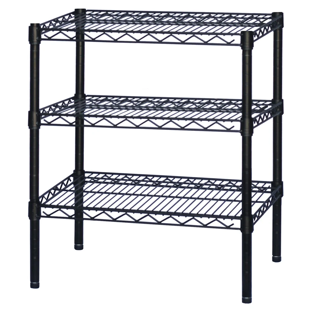 Durable 8 quot d x 34 quot h Black Wire Shelving w 3 Shelves Top-Quality