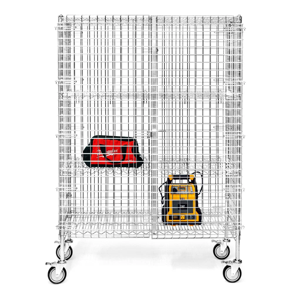 Exclusive 18 quot d Chrome Wire Security Carts with 2 Adjustable Shelves Recyclable