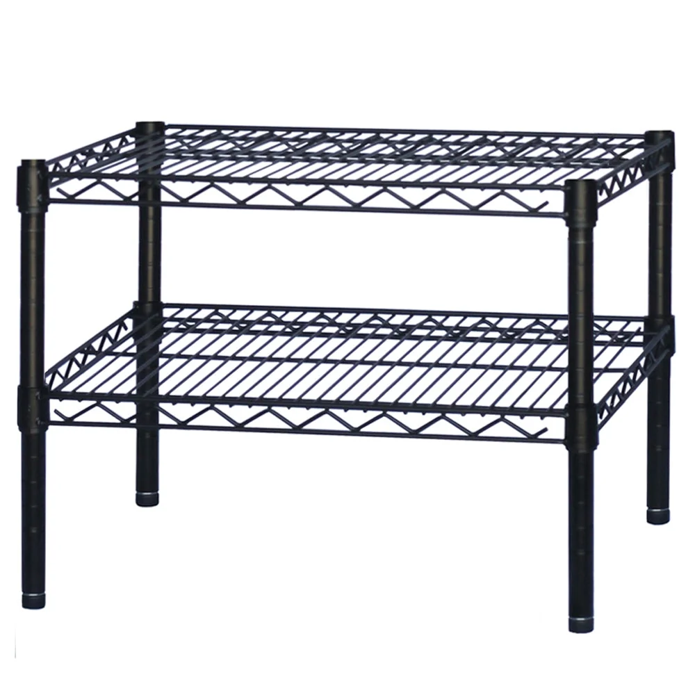 Smooth 18 quot d x 14 quot h Black Wire Shelving w 2 Shelves Elite