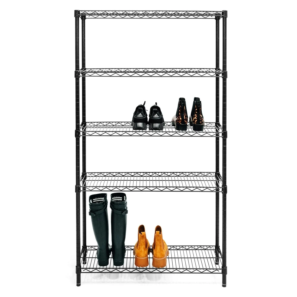 Artisan Black 5-Tier Shoe Rack Traditional