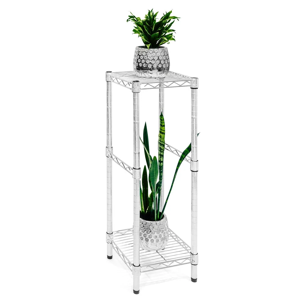 Flexible Chrome 2-Tier Plant Stand Smart