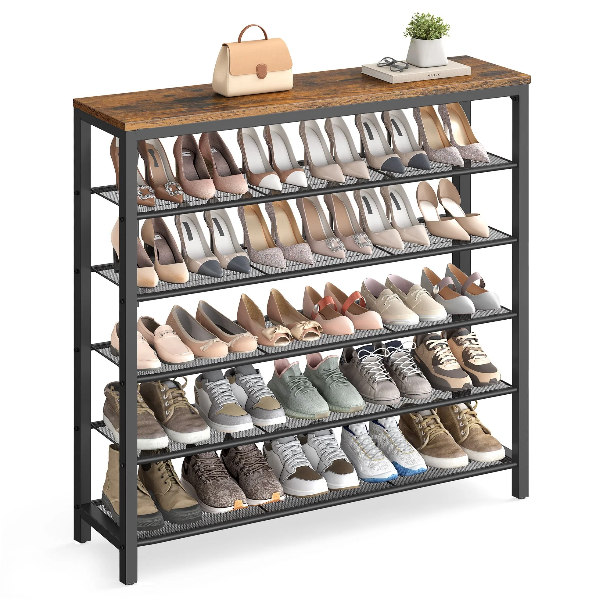Elegant VASAGLE Shoe Rack with Mesh Shelves High-Performance