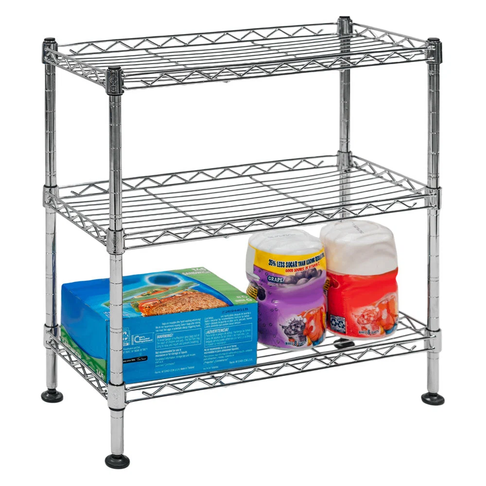 Trusted Standard Duty 8 quot d x 18 quot w x 18 quot h 3-Tier Chrome Wire Shelving Dependable